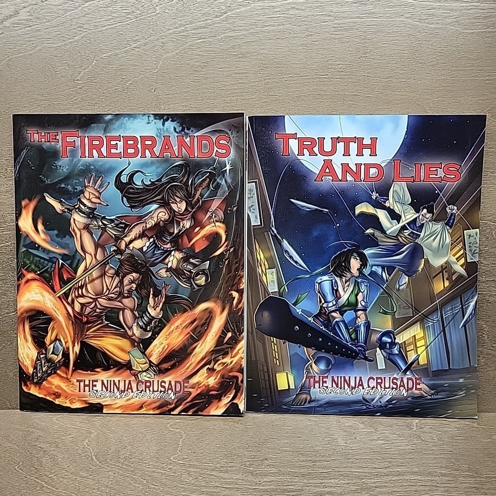 2 RPG Game Books Lot The Ninja Crusade 2nd Edition Truth and Lies The Firebrands